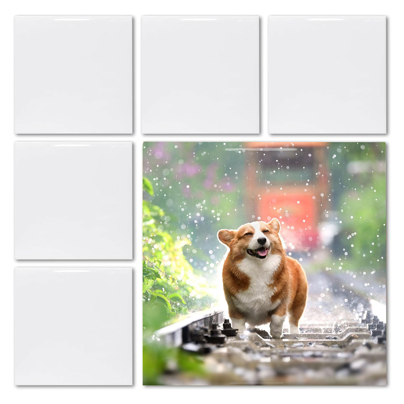 Ceramic Tile Blank - 20 szt. pustych białych kwadratowych błyszczących